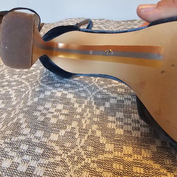 Lucia Velvet Knotted Ankle Strap Heels – Navy Blue, Size 10 - Picture 5 of 6